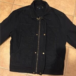 Louis Vuitton Black Bomber Jacket with Gold Accents